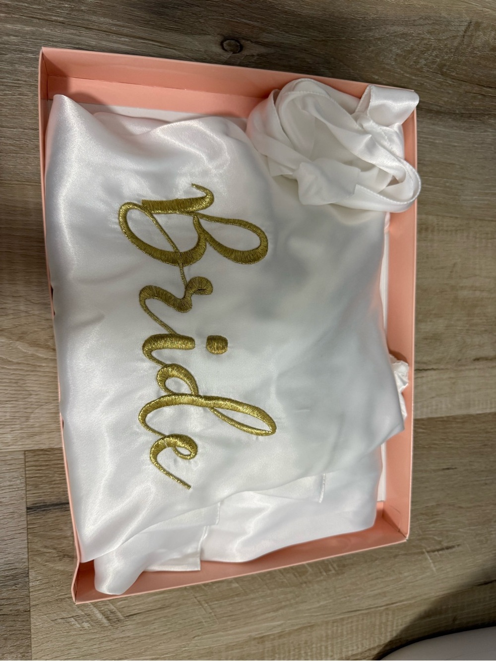 Lingerie Bride Satin Lace Robe and Chemise Set in White - Picture 3 of 5